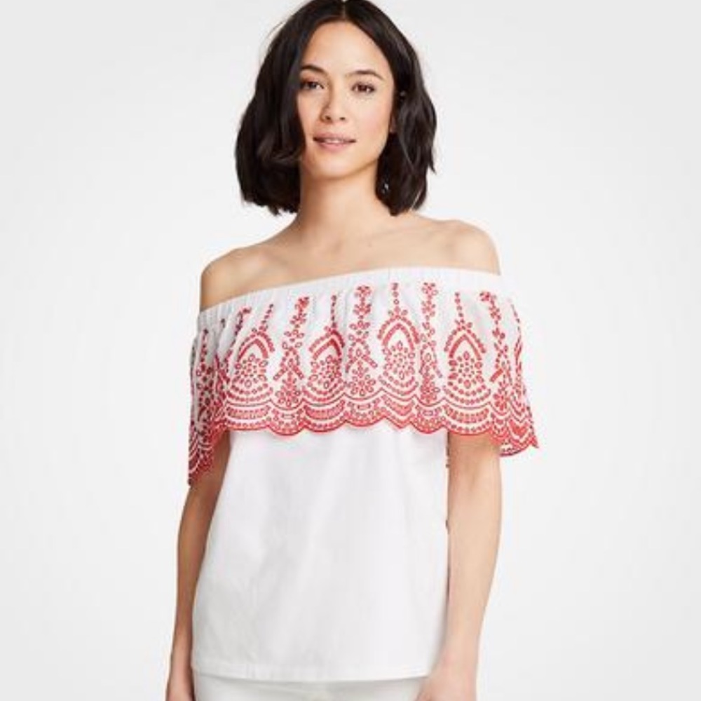 Ann Taylor off shoulder cotton top L
